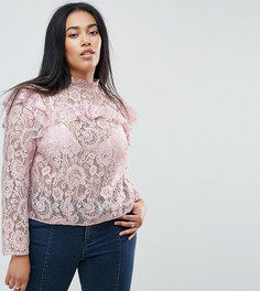 Кружевной топ с оборками ASOS CURVE Premium - Розовый