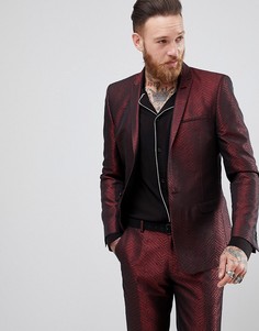 Жаккардовый зауженный пиджак ASOS - Красный