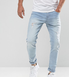 Светлые узкие джинсы с потертостями Brooklyn Supply Co - Синий
