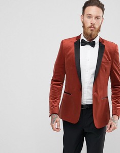 Бархатный приталенный блейзер ASOS - Красный