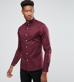 Бордовая рубашка скинни ASOS TALL - Красный