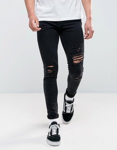 Черные зауженные джинсы с рваной отделкой Jack &amp; Jones Intelligence - Черный
