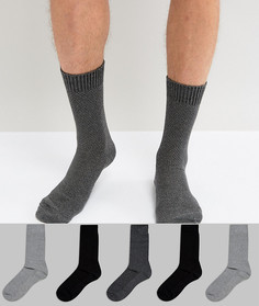 5 пар монохромных носков из вафельного трикотажа ASOS - Мульти