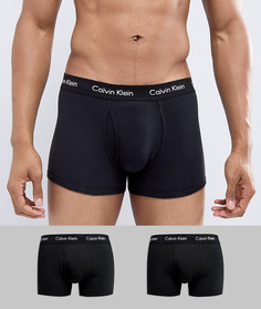 2 черных хлопковых эластичных боксеров-брифов Calvin Klein - Черный