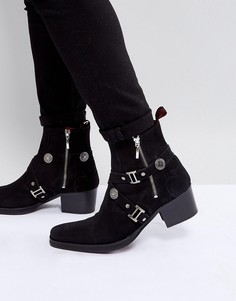 Черные замшевые ботинки с пряжками Jeffery West - Черный
