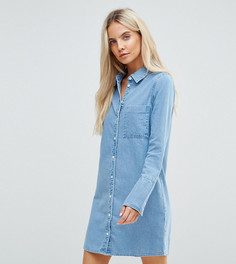 Джинсовое платье-рубашка ASOS PETITE - Синий