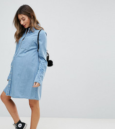 Джинсовое платье-рубашка ASOS MATERNITY - Синий