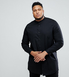 Черная супердлинная рубашка классического кроя с воротником на пуговице ASOS PLUS - Черный