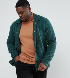 Зеленая фактурная трикотажная куртка Харрингтон ASOS PLUS - Зеленый