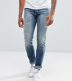 Джинсы слим с рваной отделкой Jack &amp; Jones TALL - Синий