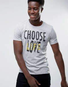 Футболка с надписью Choose Life United Colors of Benetton - Серый