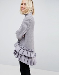 Джемпер с отворачивающимся воротником и вставкой со складками ASOS WHITE - Мульти