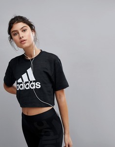 Черная короткая футболка Adidas Training Aeroknit - Черный
