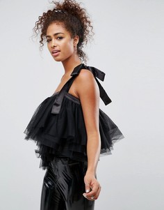 Топ на одно плечо из тюля с бантом ASOS - Черный
