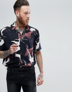 Оверсайз-рубашка с принтом аистов ASOS - Черный