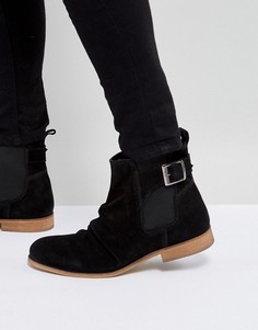 Черные замшевые ботинки челси с пряжкой Dune - Черный
