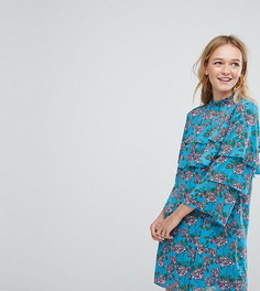 Свободное платье с цветочным принтом и оборками Monki - Синий