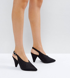 Черные туфли на каблуке для широкой стопы с высоким передом и конусообразным каблуком New Look - Черный