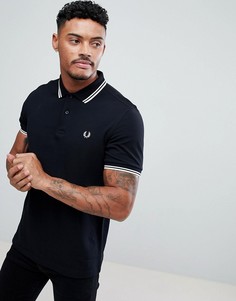 Черное поло слим с двойной окантовкой Fred Perry - Черный