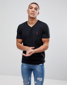 Черная узкая футболка с V-образным вырезом Abercrombie &amp; Fitch Pop Icon - Черный