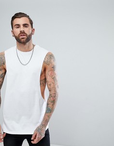 Длинная майка с заниженными проймами ASOS - Белый