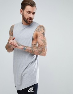 Длинная майка с асимметричным краем ASOS - Серый