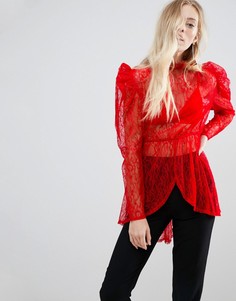 Блузка с пышными рукавами ASOS Premium - Красный