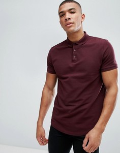 Поло из пике с закругленным краем ASOS - Красный