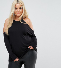 Топ с открытыми плечами и драпировкой ASOS CURVE - Черный
