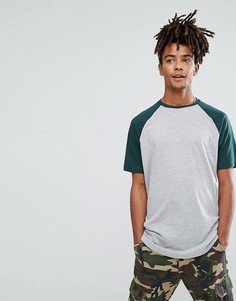 Свободный лонгслив с асимметричным краем и контрастными рукавами реглан ASOS - Мульти