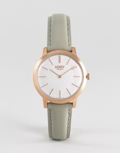 Часы с серым кожаным ремешком Henry London 34 мм - Серый