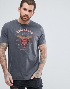 Длинная футболка с эффектом кислотной стирки и принтом Destroyer ASOS - Черный