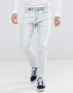 Выбеленные укороченные джинсы скинни с поясом-шнурком ASOS - Синий