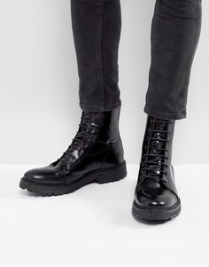Черные кожаные ботинки на шнуровке ASOS - Черный