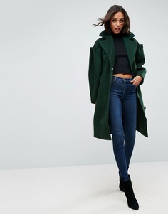 Пальто узкого кроя с эффектными рукавами ASOS - Зеленый