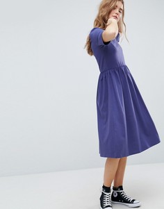 Хлопковое свободное платье миди ASOS - Темно-синий