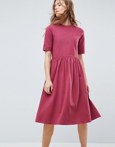 Хлопковое свободное платье миди ASOS - Красный