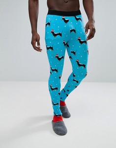 Пижамные брюки с новогодним принтом ASOS - Синий