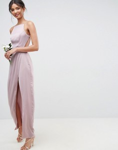 Платье макси с драпировкой и лямками на спине ASOS WEDDING - Розовый