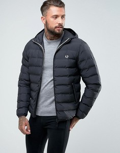 Черная стеганая дутая куртка с капюшоном Fred Perry Brentham - Темно-синий