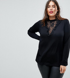 Топ с кружевной вставкой ASOS CURVE - Черный