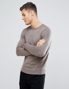 Джемпер из мериносовой шерсти с круглым вырезом Jack &amp; Jones Premium - Светло-бежевый