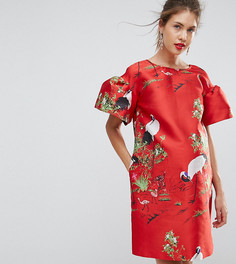 Жаккардовое платье мини с принтом птиц ASOS Maternity - Красный