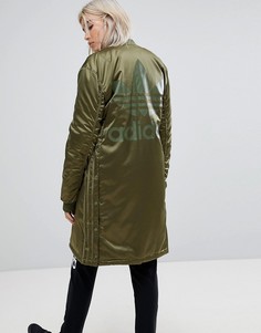 Adidas long bomber jacket womens sale