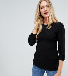 Облегающий топ в рубчик с круглым вырезом ASOS TALL - Черный