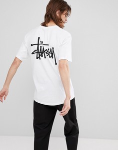 Белая футболка с логотипом на спине Stussy - Белый