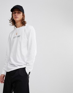 Белый лонгслив с принтом Stussy - Белый