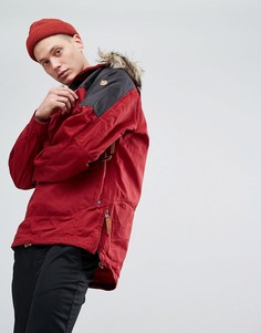 Красная куртка с искусственным мехом на капюшоне Fjallraven Singi - Красный