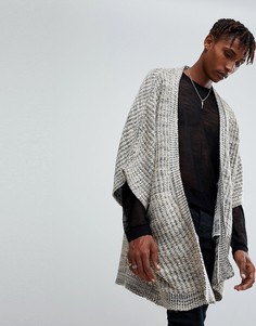 Бежевая куртка-кимоно фактурной вязки ASOS - Черный