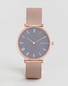 Часы цвета розовоо золота с сетчатым браслетом Skagen SKW2675 - Золотой